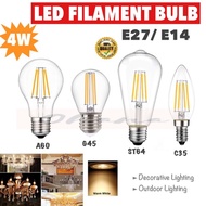 E14 E27 4W LED EDISON BULB LED BULB C35 A60 G45 ST64 CANDLE CHANDELIER FILAMENT BULB MENTOL LAMPU HI