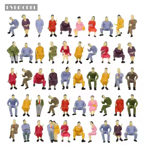 Evemodel P4302 50pcs O Scale all Seated 1:43 Painted Figures Passengers Model Railway Layout