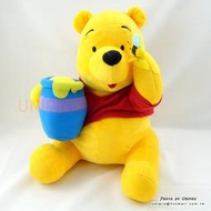 迪士尼 小熊維尼 Winnie the Pooh 坐姿 蜜蜂 糖罐 維尼 絨毛玩偶 娃娃 30公分