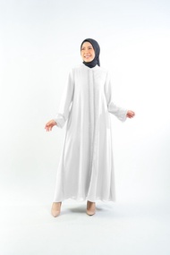 GAMIS ABAYA MECCA RENDA ELZATTA GAMIS WANITA DEWASA DRESS MUSLIM BAJU LENGAN PANJANG GAMIS PUTIH
