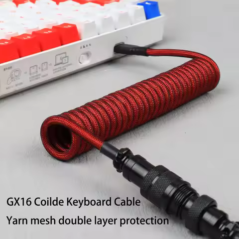 Dr Cable USB A to C Coiled Keyboard Cable Type USB C Gaming Keyboard Aviation Cable GX16 USB C Coile