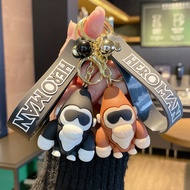 3D Gorilla Keychain Silicone Cool Animal Chimpanzee Pendant Key Chain For Women Men Bag Car Keyring Ornament Gift Accessories