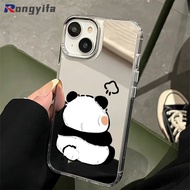 Funny Cute Angry Panda Mirror Phone Case For Samsung Galaxy S25 S24 S23 S22 S21 Plus S20 FE Note 20 