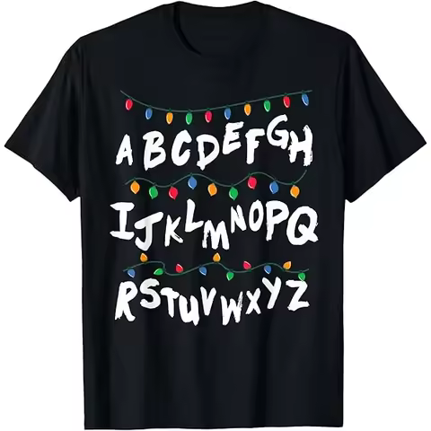 2026TV Drama Peripheral Stranger Christmas Light _cotton Men's Shirt Short Sleeve Oversized Women's