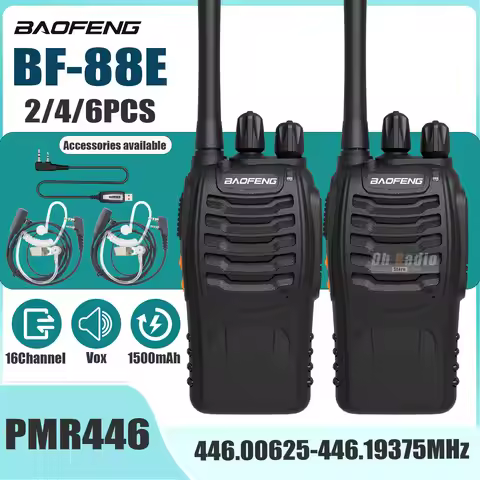 2/4/6PCS Baofeng BF-88E PMR446 Version 1500mAh 16CH Portable Wireless Long Range Two Way Radio Upgra