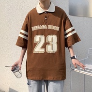 Unisex Polo T-shirt 23 colors BROWN/TAN loose form Fishskin elastic unisex form/Jaystoree collared T