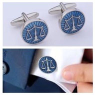 KEMEJA C11 2pc Shirt Buttons / Lawyer Scale Cufflink Blue Enamel Court Logo Cufflink