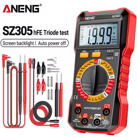 ANENG SZ305 Digital Multimeter Professional AC/DC Voltage Ammeter Capacitor HFE Triode NCV Voltage I