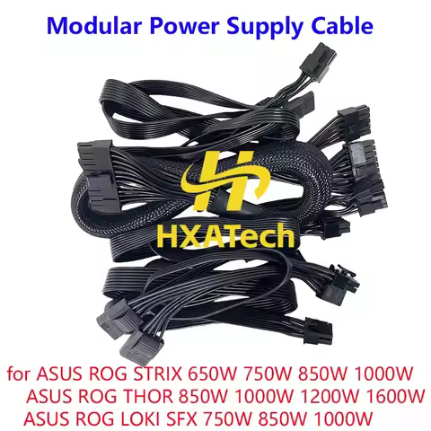 Top Quality 6pcs/set Cable Kit black ATX 24pin CPU SATA 15pin for ASUS ROG SFX 750W 850W 1000W 650w 