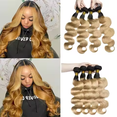 1b/27 Color Bundles Body Wave 100% Raw Unprocessed Human Hair Extensions Honey Blonde Brazilian Huma