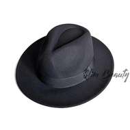 (รุ่นผ้าหนา, สีดำ) หมวก ปานามา ฟีโดร่า ทรงคลาสสิค ขนาดปีก 6.5cm  Classic Panama Fedora hat size 6.5cm