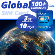 MOGO Global SIM Card 100+ Countries | 3GB 10 Days Unlimited data SIM Card | Can Top Up Reuse | Europe Asia US Canada Travel SIM Card