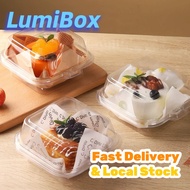 LB 50PCS Basque Cake Packaging Box Dessert Packaging Transparent Box, 6-inch Tiramisu Bento Cake Rol