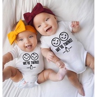 1pc We Are Twins New Infant Baby Boy Girl Twins Rompers  Playsuit Newborn Baby Romper Clothes Babe C