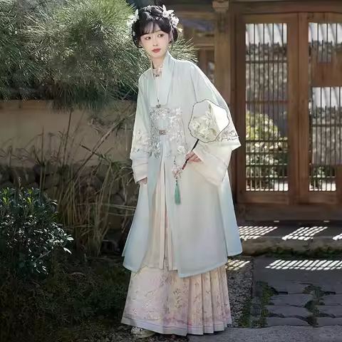 Weight 100kg Women Hanfu Dress Party Dress Chinese Vintage Ming Dynasty Cosplay Costume Horse Face P