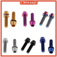 [Chiwanji] 2 Pieces Titanium Alloy Bike Tapered Head Bolt Screws Washer M5x16,