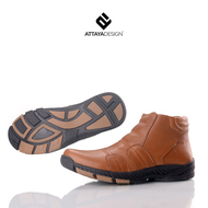 ATTAYA DESIGN Sepatu Pria Bot Kulit Asli Original Tanpa Tali HItam Coklat Tan STG021