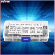 1qiwan-my Transistor  200pcs 10 Values Silicon Transistors Assortment Kit BC337 BC327 2N2222 2N2907 