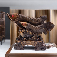 Faux WOODEN LUCKY Arowana FISH STATUE