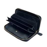 Women's Wallet Multifunctional Cowhide Garcon Type Coin Through Long Wallet Leather Box Type Coin Purse Coin and Receipt Sorting (Black) 【SHIPPED FROM JAPAN】