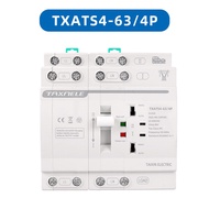 Taxnele Din Rail สวิตช์63A 2P 4Pสวิตช์แปลงไฟฟ้าอัตโนมัติแบบคู่230VAC สวิตช์เลือกกำลังไฟไม่ขาดช่วง
