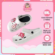 (Ready Stock) Losto crocs Slippers With Strawberry Bear Pattern And 8jibits High Sole 4cm Super Soft