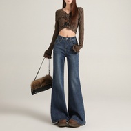 Fleece-Fleece Non-Leggings Slightly Flared Jeans Women Autumn Winter Tall Guys Cover Hip Stretch Hig