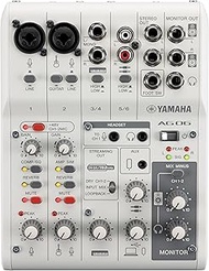 Yamaha AG06MK2 W Live Streaming Mixer, 6 Channels, White