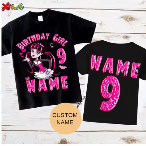 Birthday Girl T Shirt 9th Birthday Shirts 8th Party Outfits for Kids Custom Name Shirts Baby Girl 9 