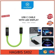 Hagibis SX02 USB C to USB C short cable, fast charging PD 240W, 40Gbps, LED screen, compatible with Thunderbolt 4/3