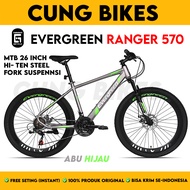 SEPEDA GUNUNG MTB 26 INCH EVERGREEN TYPE 570 21 SPEED VELG TINGGI