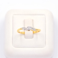 Happy Jewelry แหวนชู บ่าข้างก้านพริ้วนิดๆ คู่กันสวยๆ 🍃 ทองแท้ 9k 37.5% เพชรเกสร ME952