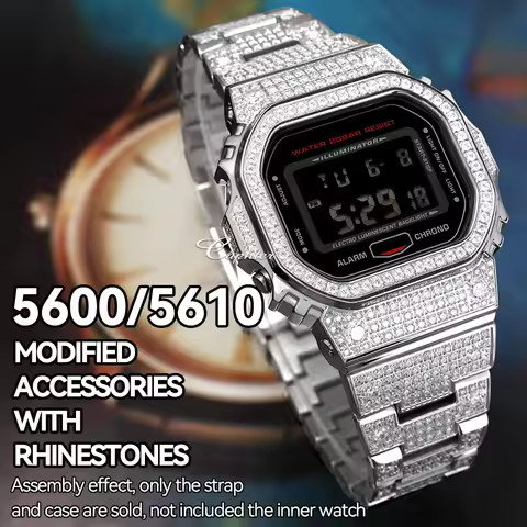 Caphter MOD Kit Diamond Inlaid Watch Case Bezel Stainless Steel Watchband Bracelet For Casio For GSh