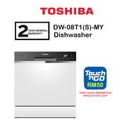 Toshiba Dishwasher DW-08T1 / DW08T1 / DW-08T1(S)-MY Countertop With UV Anti Bacterial Filter (Silver