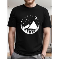 Camping Site Moon Tent Men's Short Sleeve T-shirt Summer T-shirt Top