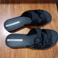 Black Double‐Strap Slip‐On Sandals (Size 39 EU / 38 BRA / 8 US)