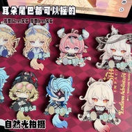 Genshin Impact New Original Movable Game Merch Flins Dottore Damselette Arlecchino Fox Tail Keychain