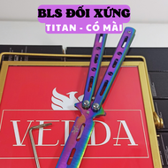 [TẶNG VÍT] Lược bướm thép không gỉ CSGO balisong – Đối xứng - Màu sắc Đen Bạc Titan butterfly tập lu