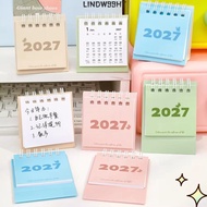 LINDW99HT Monthly Desk Calendar, Twin-Wire Binding Paper Mini Desktop Calendar, Gifts Freestanding B