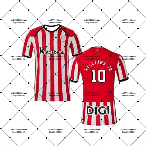 2026-27 Nico Williams 10 Men Outdoor Soccer Sport Top Adult T-shirt Athletic Bilbao Unisex Home Trai