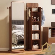 3342 Walnut 多功能鏡子 Multifunctional Mirror 可旋轉 Rotatable 旋轉試衣鏡 落地鏡 衣帽架 Coat Rack 置物架 Shelves 換衣掛衣架一體試衣