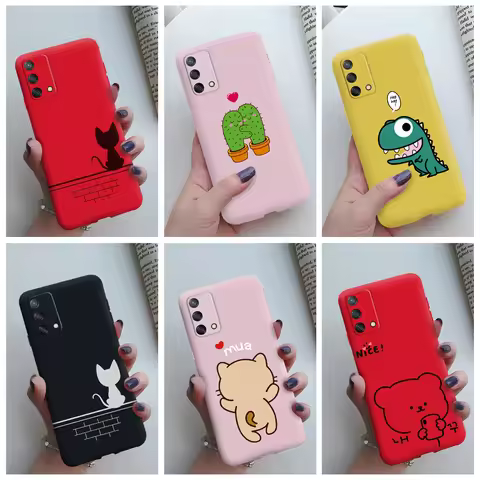 For Oppo Reno 6 Lite Case Soft Silicone Cute Cat Cactus Candy Painted Cover Soft Silicone Case For O