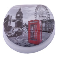 Adult Seat Cover With Foam Padding Plastic Toilet Bowl London Pattern/1 Piece