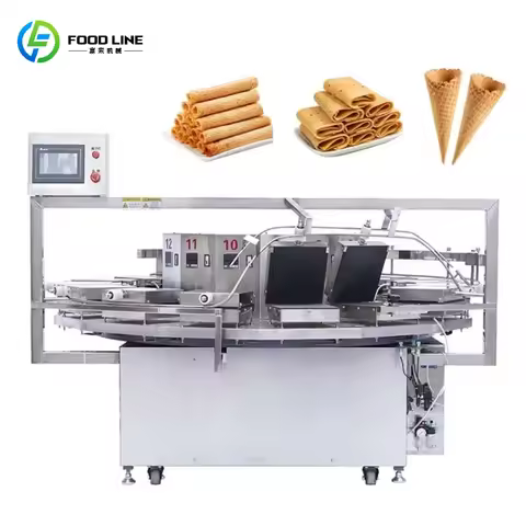 Professional Big Auto Biscuit Rolling Pillow Wafer Stick Egg Roll Waffle Cone Machine Icecream Cone 
