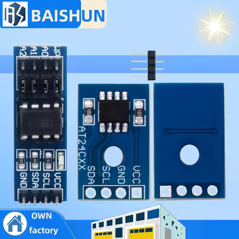 ‌AT24C256 I2C EEPROM Memory Module (256Kbit, 1.8-5.5V) with SOP-8 Package & Address Pins I2C Interfa