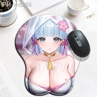 <901>Genshin Impact kamisato ayaka 3D Boobs Mousepad Cute Gaming Anime Mouse Pad with Wrist Rest Opp