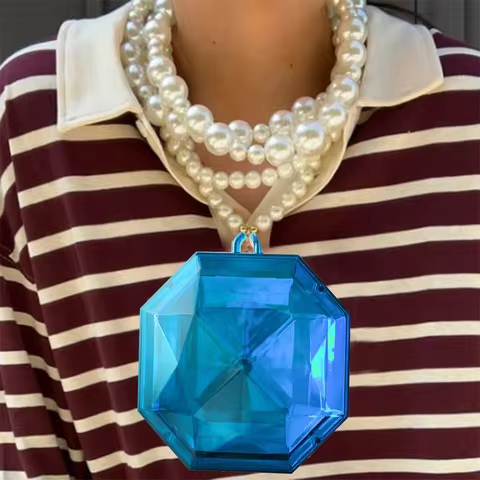 Exaggerated Multilayer Women's Pearl Necklace Fashion crystal pave stone Pendant Hypoallergenic Neck