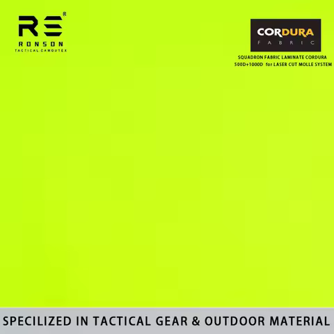 Hi-viz Fluorescent Neon Lucifer Yellow 500D+1000D Squadron Durable Cordura Laminated Combined Fabric