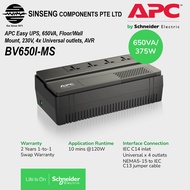 APC Easy UPS, 650VA, Floor/Wall Mount, 230V, 4x Universal outlets, AVR BV650I-MS