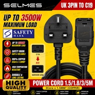 UK Plug To IEC C19 Power Cord For Server PDU UPS 16A 250V 3C x 1.5mm / Power Supply Data Center Rack